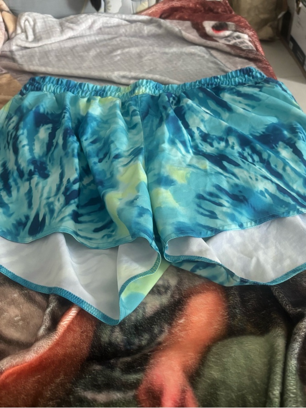 Athletic Works Blue Tie-Dye Running Shorts